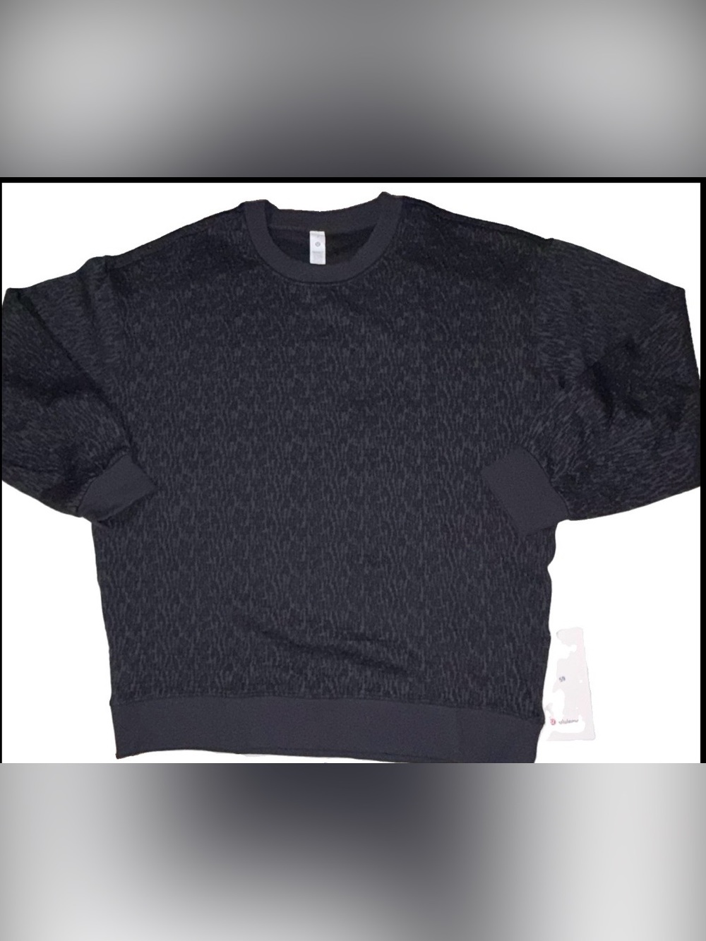 NWT LULULEMON SIZE 8 PERFECTLY OVERSIZED JACQUARD CREW SWEATSHIRT TEXTURED BLACK